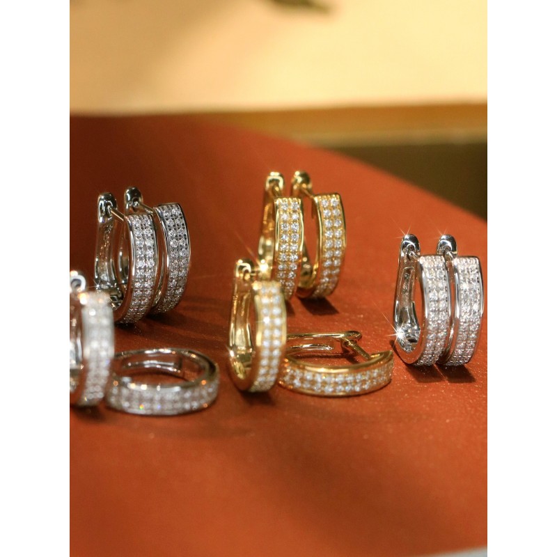 Ruif Jewelry Customized 18k White/Yellow Gold Lab Grown Diamond Earrings Classic Engagement Band Jewelry 