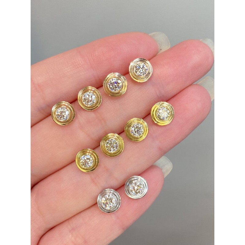 Ruif Jewelry Customized 18k White/Yellow/Rose Gold Natural Diamond Earrings Center Stone 0.3ct Each Wholesale price earrings