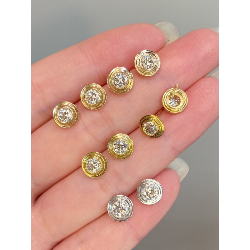 Ruif Jewelry Customized 18k White/Yellow/Rose Gold Natural Diamond Earrings Center Stone 0.3ct Each Wholesale price earrings