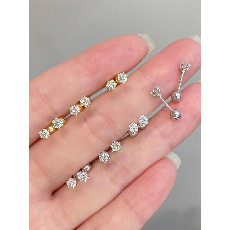Ruif Jewelry Customized 18k Yellow/White Gold Natural Diamond Earrings Center Stone 0.125ct Each Wholesale price earrings