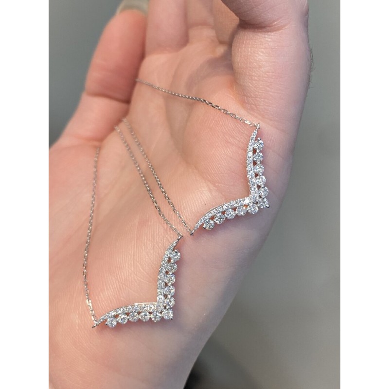 Ruif Jewelry Classic Design 18K White Gold Natural Diamond Necklace Wholesale price necklace