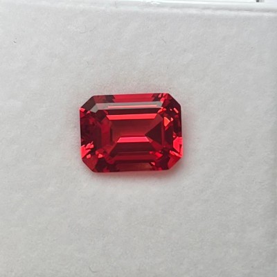 Ruif Jewelry Hand Made Hot Pink Color Lab Grown Papalacha Emerald Cut Loose Gemstone for DIY Jewelry Making