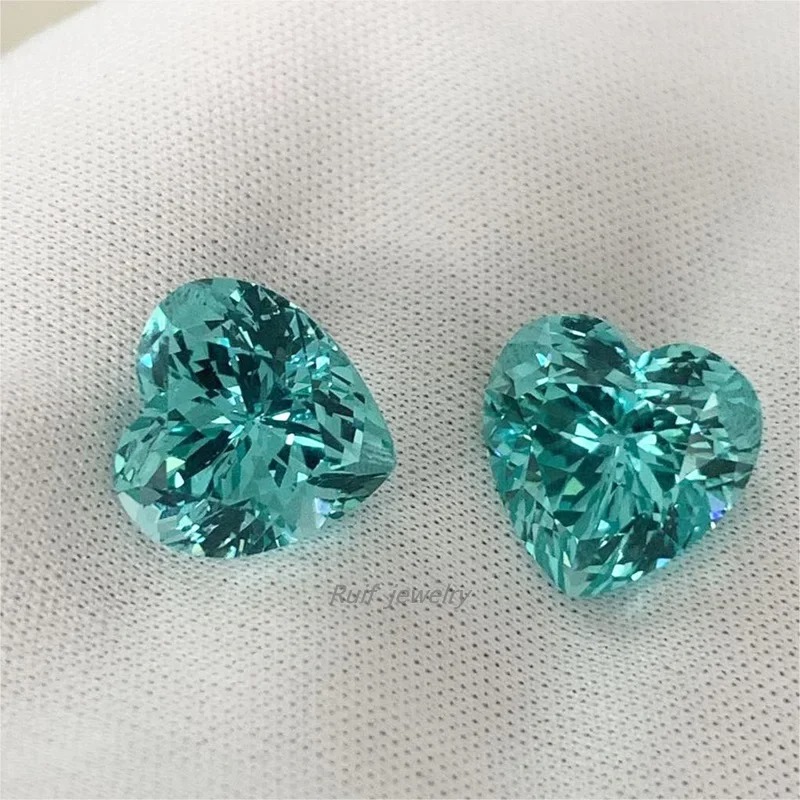 Ruif Jewelry Popular Lab Grown Paraiba Sapphire Loose Gemstone Heart Shape Semi-precious Stone Sales with Free Shipping