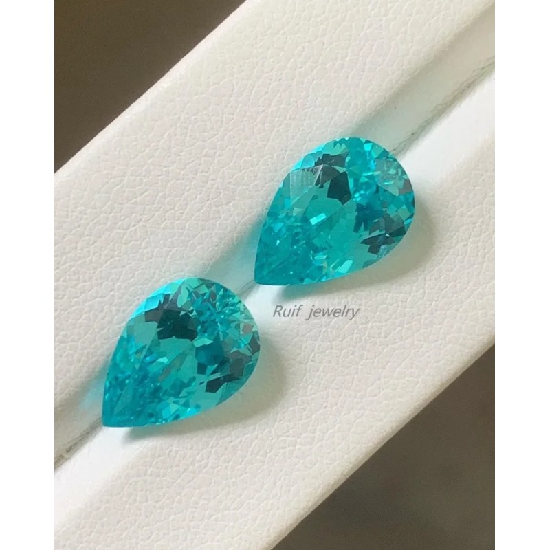 Ruif Jewelry New Fashion Paraiba Color Lab Grown Sapphire Pear Shape Loose Gemstone for Jewelry Making Ruif Jewelry New Fashion Paraiba Color Lab Grown Sapphire Pear Shape Loose Gemstone for Jewelry Making