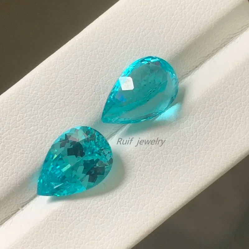 Ruif Jewelry New Fashion Paraiba Color Lab Grown Sapphire Pear Shape Loose Gemstone for Jewelry Making Ruif Jewelry New Fashion Paraiba Color Lab Grown Sapphire Pear Shape Loose Gemstone for Jewelry Making