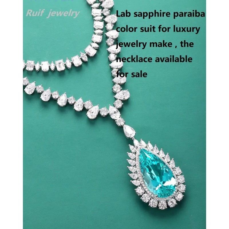 Ruif Jewelry New Fashion Paraiba Color Lab Grown Sapphire Pear Shape Loose Gemstone for Jewelry Making