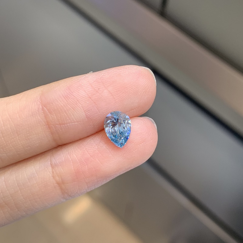 Ruif Jewelry 1.02-1.13ct Blue Color Pear Cut Lab Grown Diamond CVD Loose Diamond for Jewelry Making