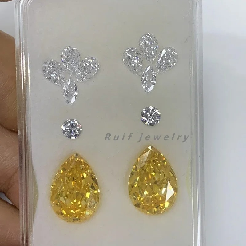 Ruif Jewelry DIY Beautiful 10x14mm Crushed Ice Cutting Cubic Zirconia Gemstone Set for Earrings Design