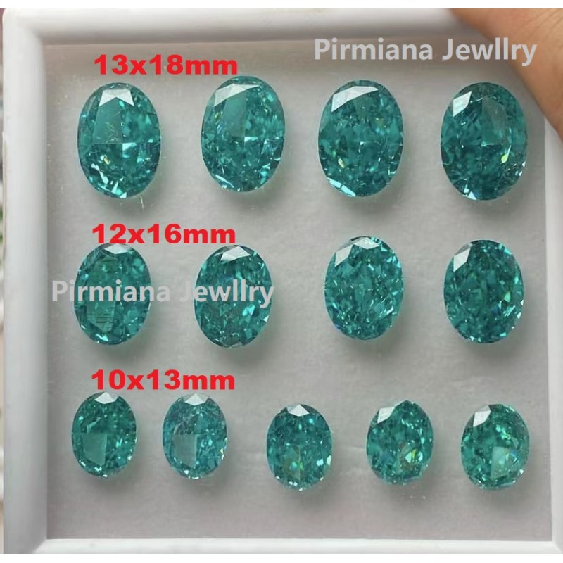  RUIF Jewelry New Paraiba Tourmaline Green Crushed Ice Cutting Cubic Zirconia Stone Hand Make 5A+ Quality High Carbon CZ Diamond