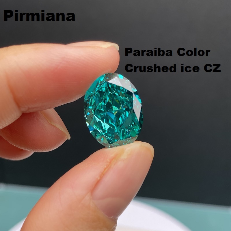  RUIF Jewelry New Paraiba Tourmaline Green Crushed Ice Cutting Cubic Zirconia Stone Hand Make 5A+ Quality High Carbon CZ Diamond