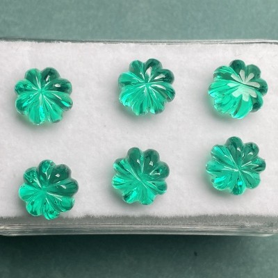 Pirmiana 7-10mm Cute Pumpkin Shape Lab Grown Emerald Custom Made Gemstone 