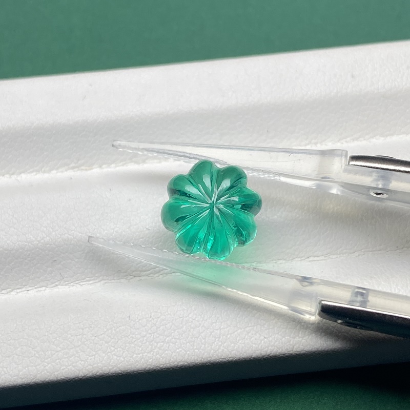 Pirmiana 7mm/10mm Cute Pumpkin Shape Lab Grown Emerald Custom Made Gemstone 