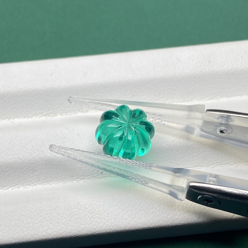 Pirmiana 7mm/10mm Cute Pumpkin Shape Lab Grown Emerald Custom Made Gemstone 
