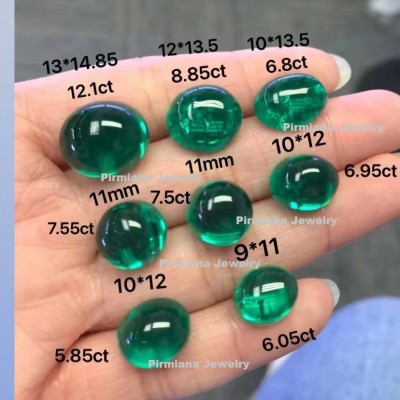 Ruif Jewelry Popular Oval Cabochon Hydrothermal Lab Grown Emerald Hand Made Fine Gemstone for Jewelry Making