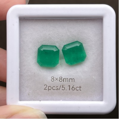 Pirmiana High Quality 8x8mm 5.16ct/pair Asscher Cut Lab Grown Emerald in stock