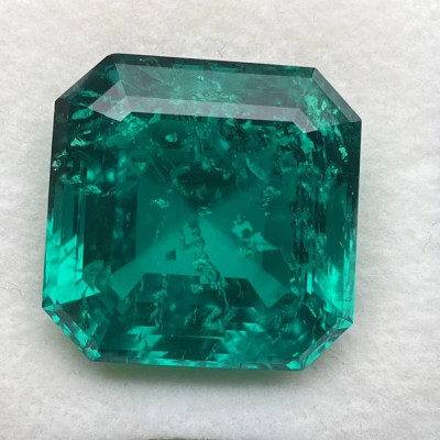 Pirmiana Big Size Asscher Cut 27x27mm90ct Lab Grown Emeralds with Inclushions Like Natural Emerald Gemstone for Jewelry Making