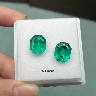 Ruif Jewelry Top Quality 9x11mm Big Corner Emerald Cut Lab Grown Emeralds Columbia Color Loose Gemstone for Diy Jewelry Making