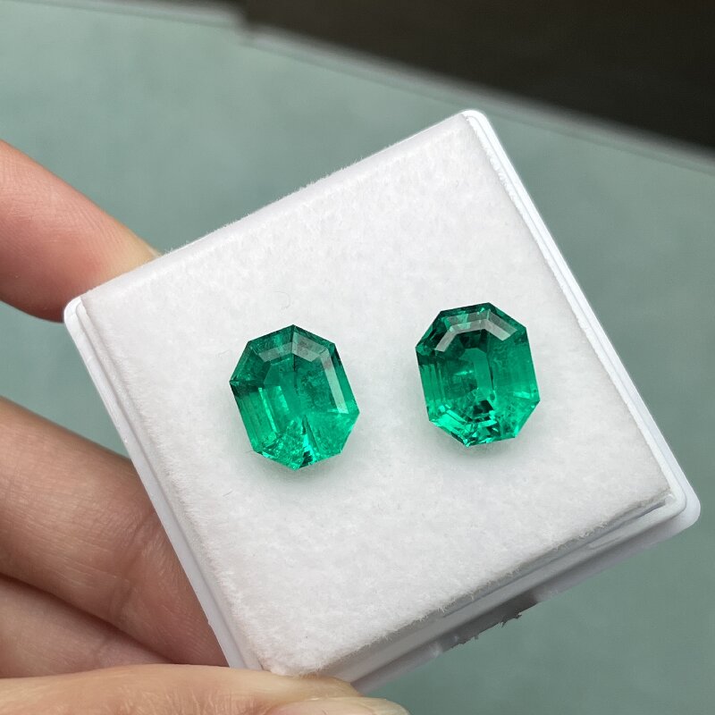 Ruif Jewelry Top Quality 9x11mm Big Corner Emerald Cut Lab Grown Emeralds Columbia Color Loose Gemstone for Diy Jewelry Making