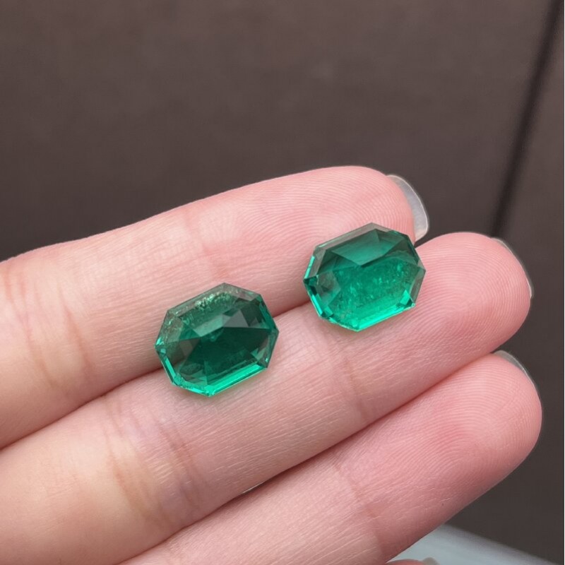 Ruif Jewelry Top Quality 9x11mm Big Corner Emerald Cut Lab Grown Emeralds Columbia Color Loose Gemstone for Diy Jewelry Making