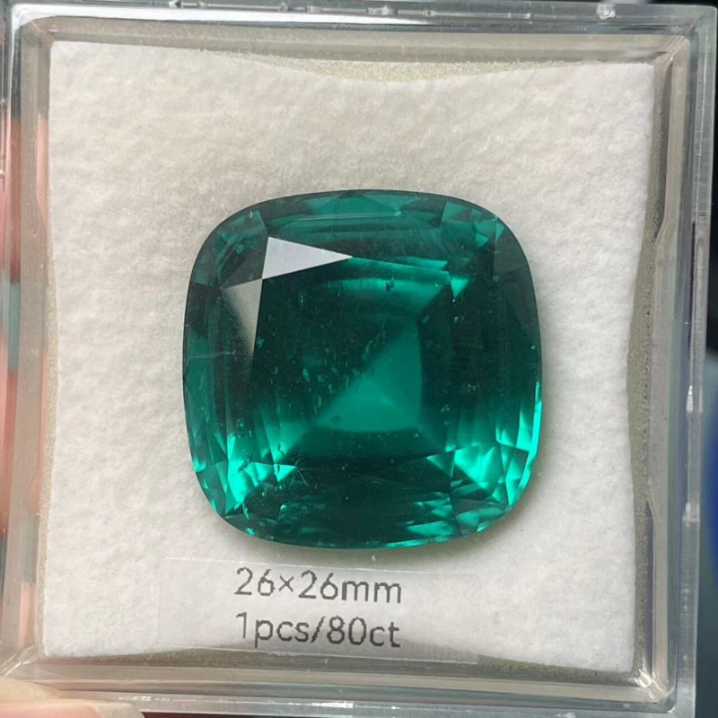 Ruif Jewelry Top Quality 26x26mm80ct Cushion Cut Lab Grown Emeralds Columbia Color Loose Gemstone for Diy Jewelry Making Ruif Jewelry Top Quality 26x26mm80ct Cushion Cut Lab Grown Emeralds Columbia Color Loose Gemstone for Diy Jewelry Making