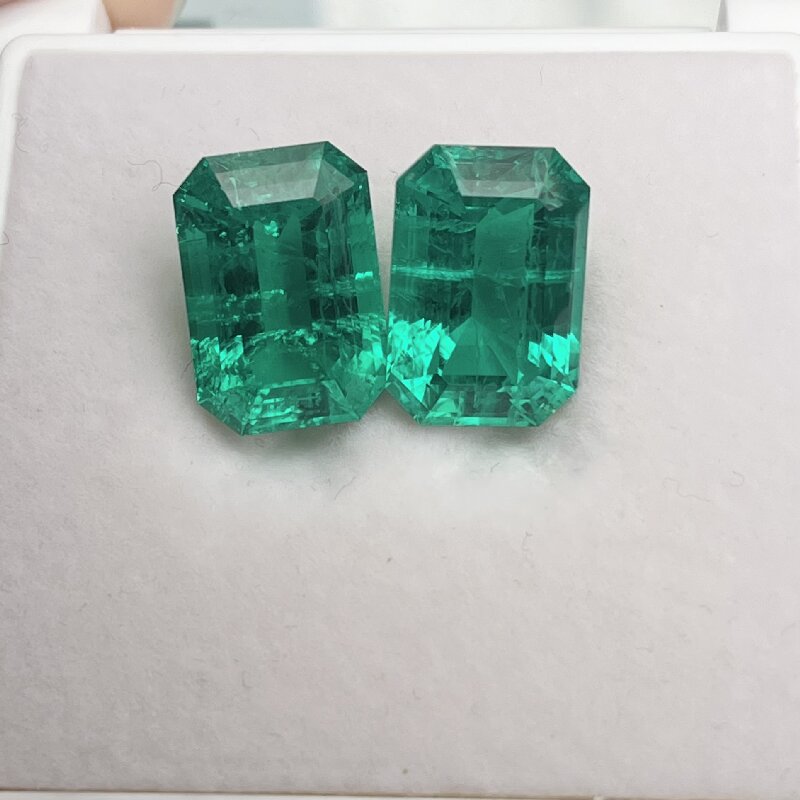 Pirmiana High Quality Emerald Cut 11x15mm Lab Grown Emeralds with Inclushions Like Natural Emerald Gemstone for Jewelry Making