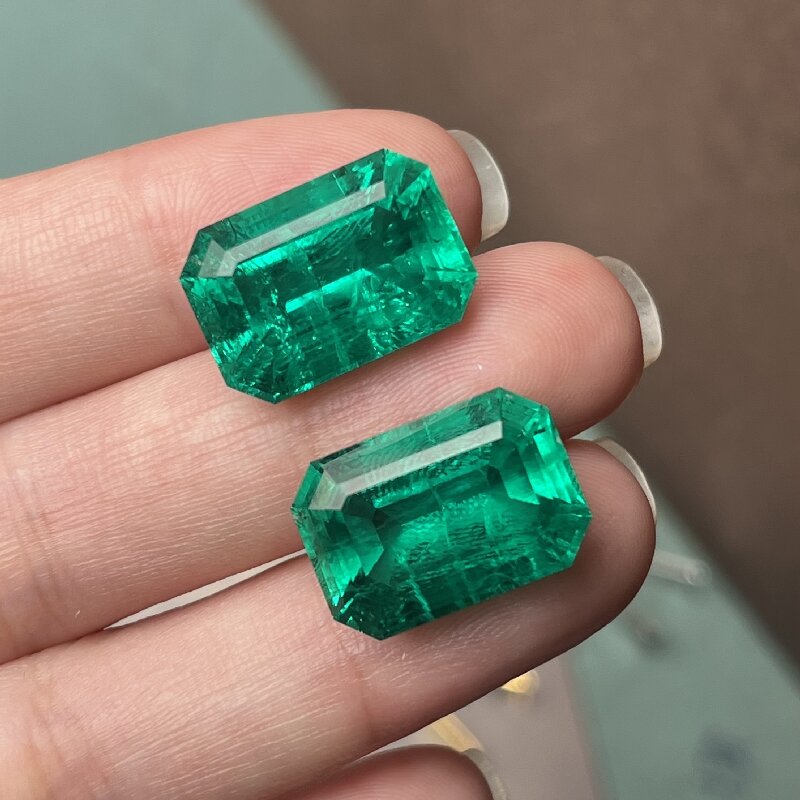 Pirmiana High Quality Emerald Cut 11x15mm Lab Grown Emeralds with Inclushions Like Natural Emerald Gemstone for Jewelry Making