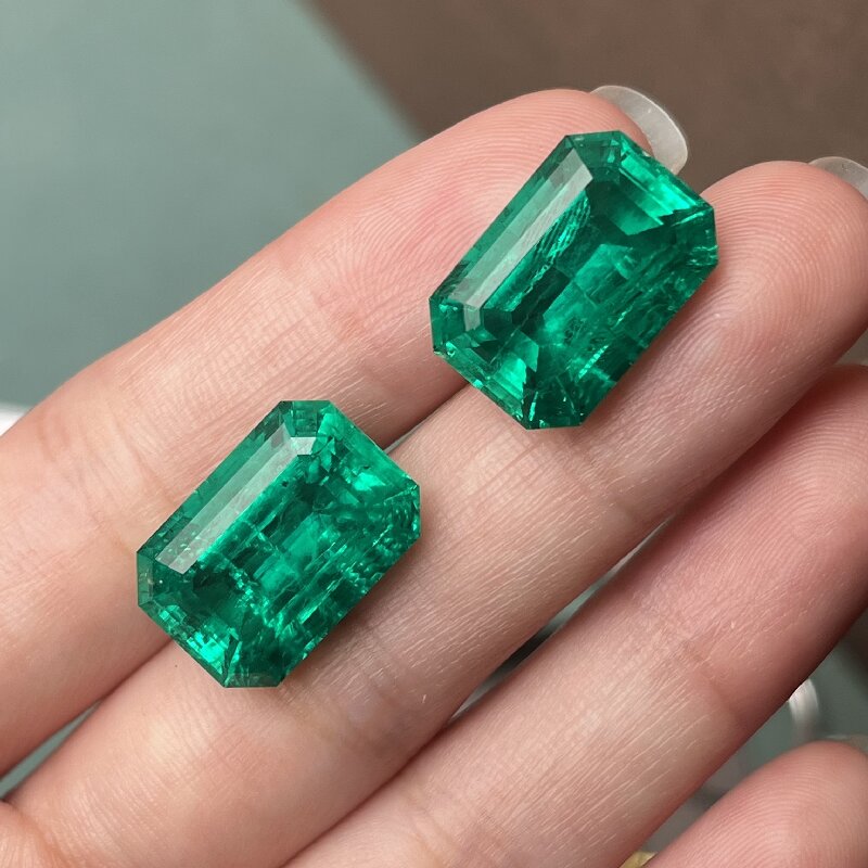 Pirmiana High Quality Emerald Cut 11x15mm Lab Grown Emeralds with Inclushions Like Natural Emerald Gemstone for Jewelry Making