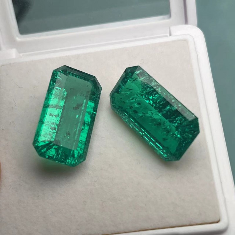 Pirmiana Big Size Emerald Cut 12x22mm 2pcs 32.7ct Lab Grown Emeralds with Inclushions Like Natural Emerald Gemstone for Jewelry Making Pirmiana Big Size Emerald Cut 12x22mm 2pcs 32.7ct Lab Grown Emeralds with Inclushions Like Natural Emerald Gemstone for Jewelry Making