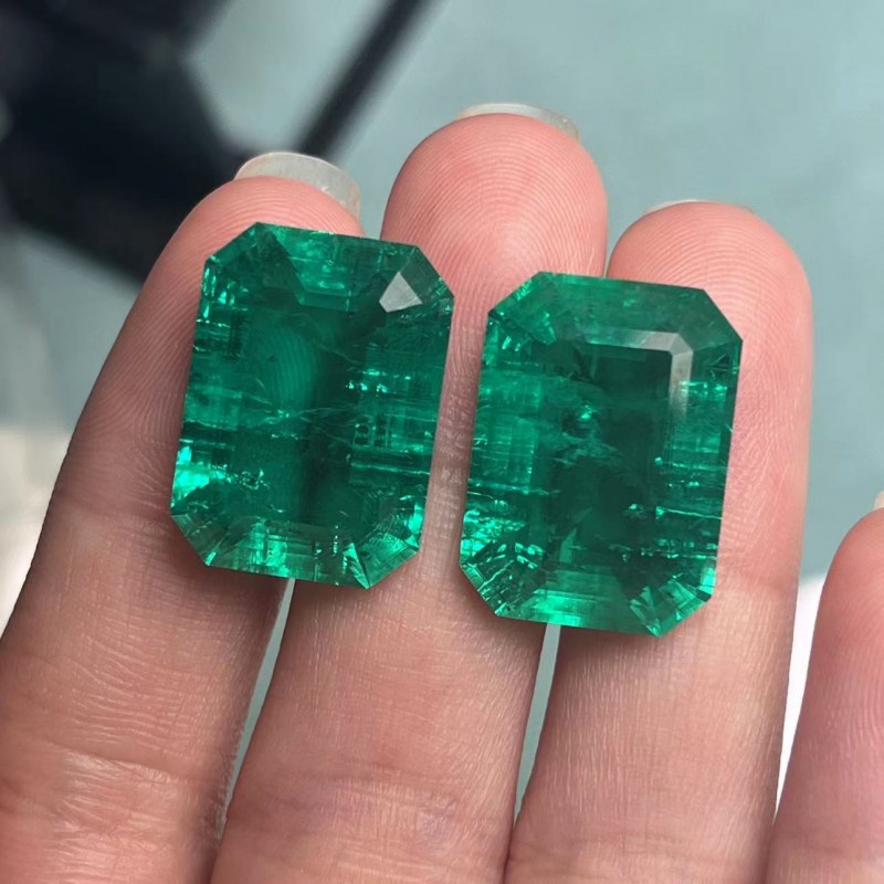 Pirmiana Big Size Emerald Cut 13.5x18.5mm 2pcs 30.24ct Lab Grown Emeralds with Inclushions Like Natural Emerald Gemstone for Jewelry Making Pirmiana Big Size Emerald Cut 13.5x18.5mm 2pcs 30.24ct Lab Grown Emeralds with Inclushions Like Natural Emerald Gemstone for Jewelry Making