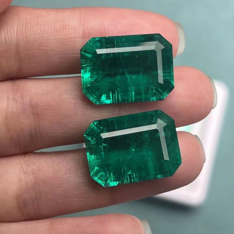 Pirmiana Big Size Emerald Cut 13.5x18.5mm 2pcs 30.24ct Lab Grown Emeralds with Inclushions Like Natural Emerald Gemstone for Jewelry Making Pirmiana Big Size Emerald Cut 13.5x18.5mm 2pcs 30.24ct Lab Grown Emeralds with Inclushions Like Natural Emerald Gemstone for Jewelry Making