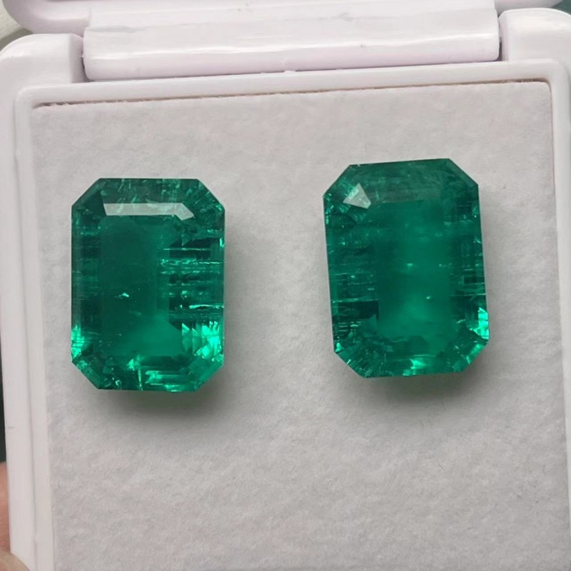 Pirmiana Big Size Emerald Cut 13.5x18.5mm 2pcs 30.24ct Lab Grown Emeralds with Inclushions Like Natural Emerald Gemstone for Jewelry Making Pirmiana Big Size Emerald Cut 13.5x18.5mm 2pcs 30.24ct Lab Grown Emeralds with Inclushions Like Natural Emerald Gemstone for Jewelry Making