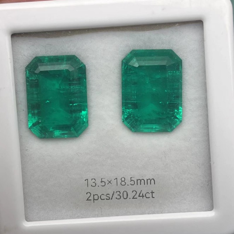 Pirmiana Big Size Emerald Cut 13.5x18.5mm 2pcs 30.24ct Lab Grown Emeralds with Inclushions Like Natural Emerald Gemstone for Jewelry Making Pirmiana Big Size Emerald Cut 13.5x18.5mm 2pcs 30.24ct Lab Grown Emeralds with Inclushions Like Natural Emerald Gemstone for Jewelry Making
