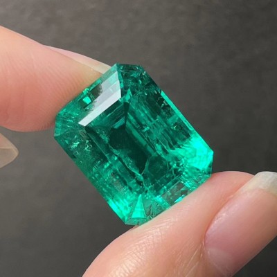 Pirmiana Big Size 16.3ct  Emerald Cut 14x18mm Lab Grown Emeralds with Inclushions Like Natural Emerald Gemstone for Jewelry Making