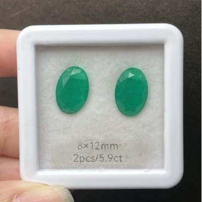 Pirmiana High Quality 8x12mm 5.90ct/pair Oval Shape Lab Grown Emerald in stock