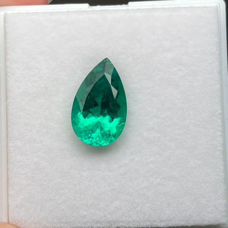 Ruif Jewelry Top Quality Pear Shape 11x18mm 8.09ct Lab Grown Emeralds Columbia Color Loose Gemstone for Diy Jewelry Making