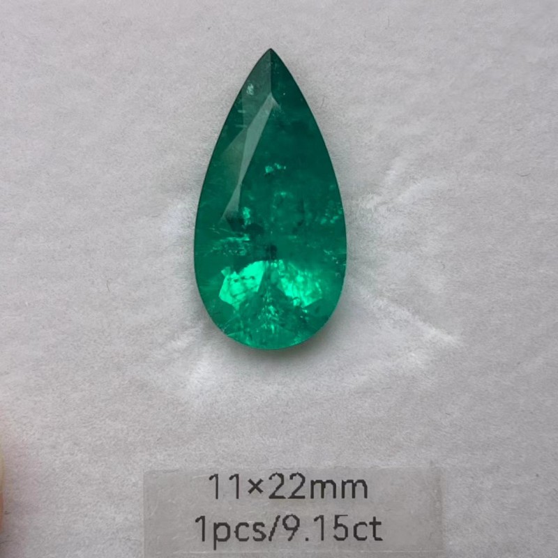 Ruif Jewelry Top Quality Pear Shape 11x22mm 9.15ct Lab Grown Emeralds Columbia Color Loose Gemstone for Diy Jewelry Making Ruif Jewelry Top Quality Pear Shape 11x22mm 9.15ct Lab Grown Emeralds Columbia Color Loose Gemstone for Diy Jewelry Making