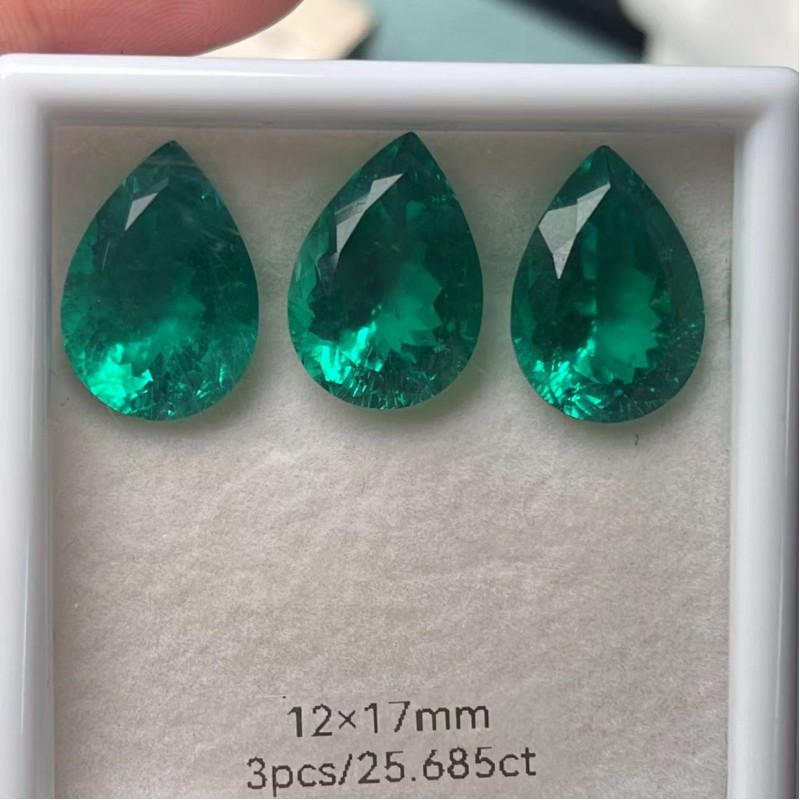 Ruif Jewelry Top Quality Pear Shape 12x17mm Lab Grown Emeralds Columbia Color Loose Gemstone for Diy Jewelry Making Ruif Jewelry Top Quality Pear Shape 12x17mm Lab Grown Emeralds Columbia Color Loose Gemstone for Diy Jewelry Making