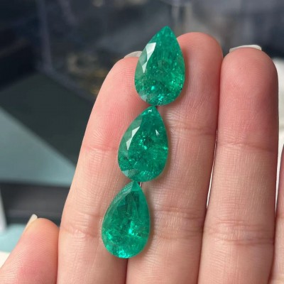 Ruif Jewelry Top Quality Pear Shape 10x16mm  Lab Grown Emeralds Columbia Color Loose Gemstone for Diy Jewelry Making