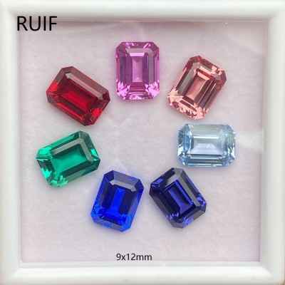 Ruif Jewelry Hand Made 9x12mm Lab Grown Emerald/Sapphire/Ruby/Quamarine/Cobalt Spinel/Morganite Fancy Color for Jewelry Earrings Making