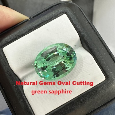 Ruif Jewlry Mint Green Lab Sapphire Natural Gems Oval Cutting Loose Gemstone for Jewelry Making