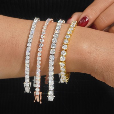 Ruif Jewelry Classic Popular Design 2mm/3mm/4mm/5mm/6mm/6.5mm Each DEF Color Moissanite tennis  Bracelet Necklace S925 Silver  Fashion Jewelry 