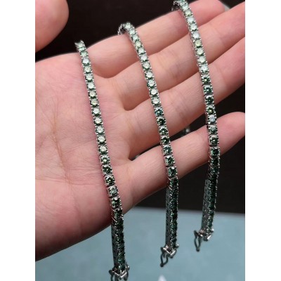 Ruif Jewelry Classic Popular Design 3mm Each Green Color Moissanite tennis  Bracelet S925 Silver  Fashion Jewelry 