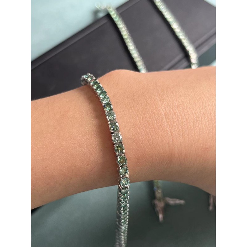 Ruif Jewelry Classic Popular Design 3mm Each Green Color Moissanite tennis  Bracelet S925 Silver  Fashion Jewelry 