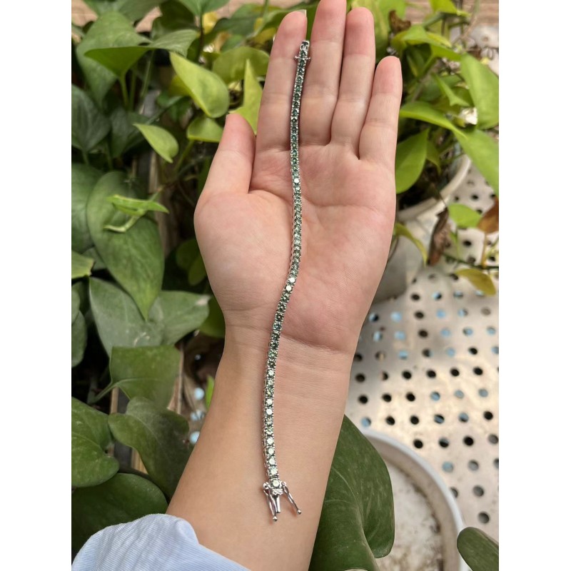 Ruif Jewelry Classic Popular Design 3mm Each Green Color Moissanite tennis  Bracelet S925 Silver  Fashion Jewelry 