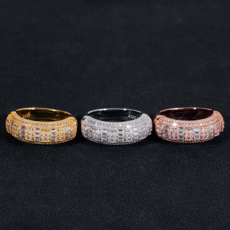 Ruif Jewelry S925 Silver fashion simple set rectangular Moissanite men's diamond rings Ruif Jewelry S925 Silver fashion simple set rectangular Moissanite men's diamond rings