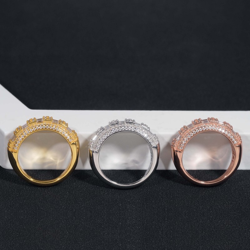 Ruif Jewelry S925 Silver fashion simple set rectangular Moissanite men's diamond rings Ruif Jewelry S925 Silver fashion simple set rectangular Moissanite men's diamond rings