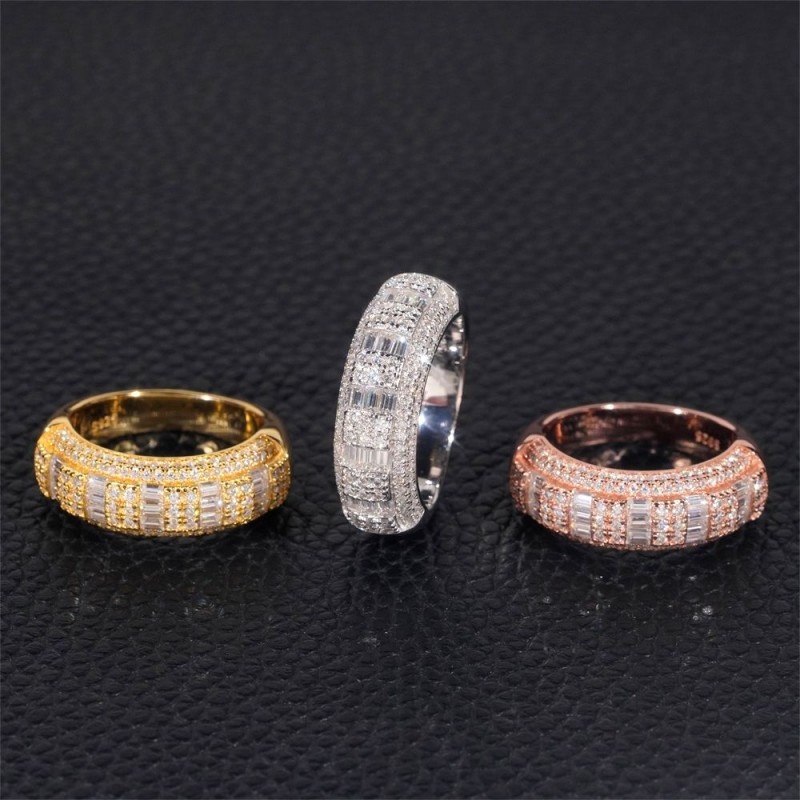 Ruif Jewelry S925 Silver fashion simple set rectangular Moissanite men's diamond rings Ruif Jewelry S925 Silver fashion simple set rectangular Moissanite men's diamond rings