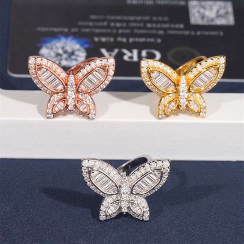 Ruif Jewelry S925 Silver Moissanite Butterfly Ring Light luxury fashion rings Ruif Jewelry S925 Silver Moissanite Butterfly Ring Light luxury fashion rings