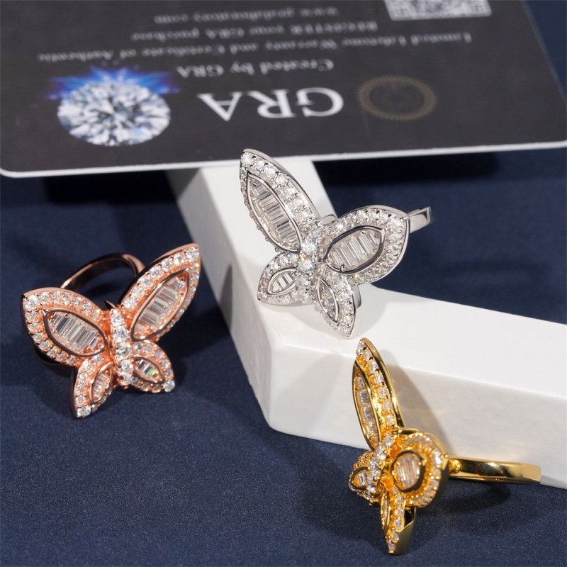 Ruif Jewelry S925 Silver Moissanite Butterfly Ring Light luxury fashion rings Ruif Jewelry S925 Silver Moissanite Butterfly Ring Light luxury fashion rings