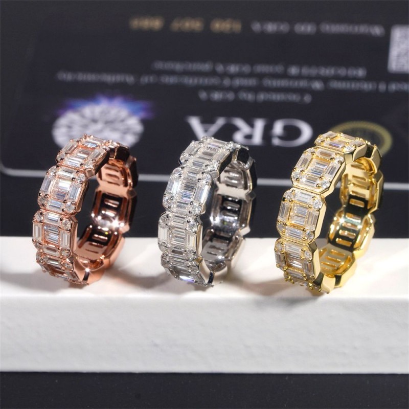 Ruif Jewelry S925 Silver D rectangular Moissanite hip Hop rings for boys Ruif Jewelry S925 Silver D rectangular Moissanite hip Hop rings for boys